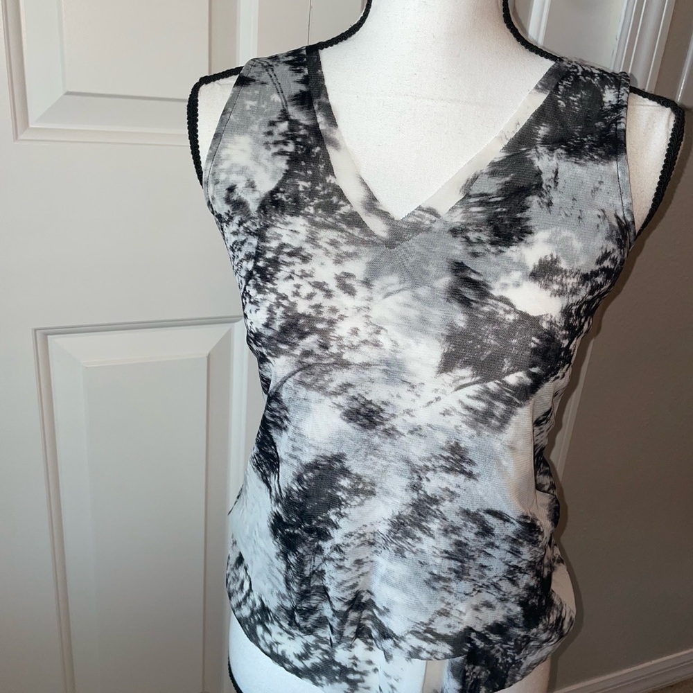 INC International Concepts Black & White V-Neck Tie-Dye Camisole